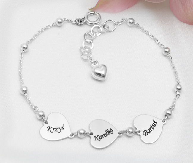 1584 bransoletka srebrna 925 na łańcuszku serce stópki