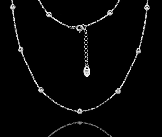 1582/6 Łańcuszek srebrny p. 925 kostka z kuleczkami