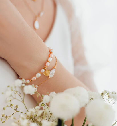 1645/1 bransoletka z grawerem dla mamy perły naturalne złota