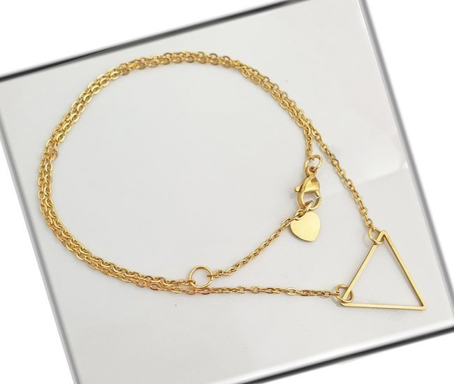 1232/3 naszyjnik złoty stal trójkąt łańcuszek