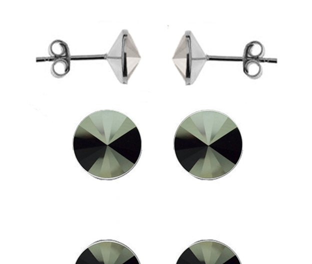 696 Kolczyki Swarovski Elements 6 mm srebro 925 jet czarny