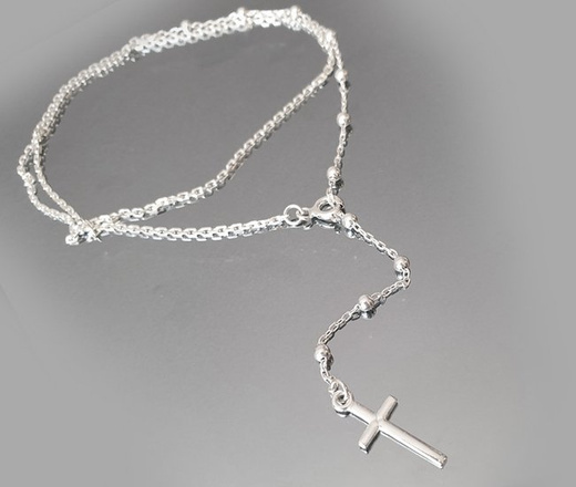 1142 łańcuszek z srebrny 925 z krzyżykiem różaniec
