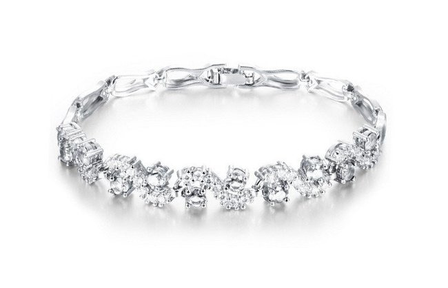 Br599/925 delikatna BRANSOLETKA ślubna z cyrkoniami