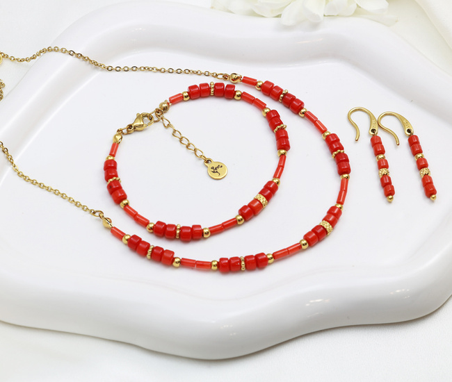 Elegancki koral komplet złocony 1875/12