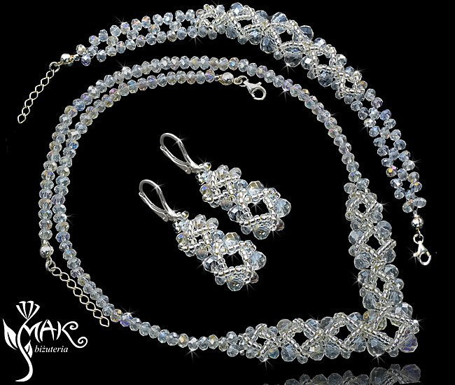 KPL423 PIĘKNY KOMPLET  KRZYSZTAŁY CAB -ŚLUB
