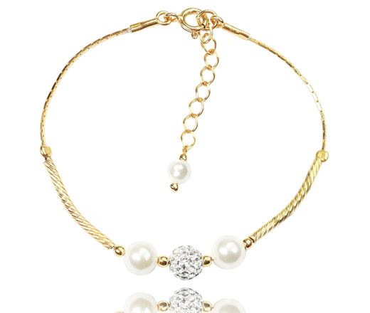 1359 komplet srebrny pozłacany z perełkami i kryształkami