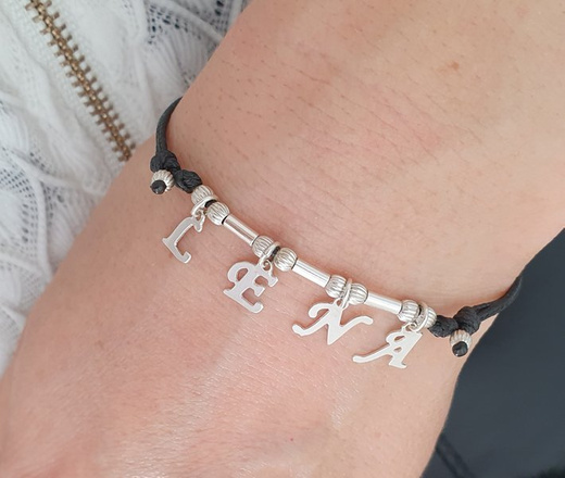 1130 BRANSOLETKA dowolne inicjały literki cztery inicjały