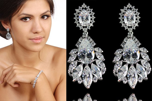 Kol 686/6 KOLCZYKI ślubne, cyrkonie długie Piękne