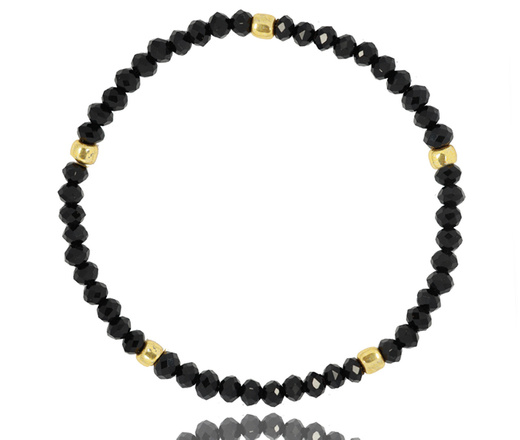 1427 zestaw bransoletek czarno złotych z kryształkami