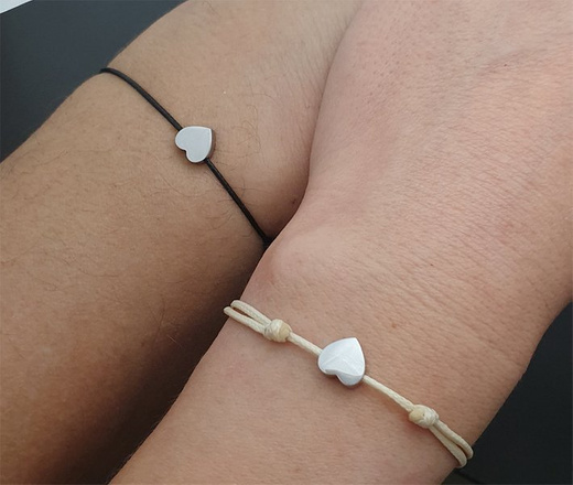 1080 bransoletki dla pary na sznureczku serca z grawerunkiem stalowe