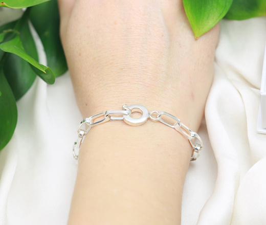 1745/2 bransoletka srebrna 925 na grubym łańcuszku z kołem