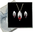 480/101  komplet srebrny łezki z czerwonymi cyrkoniami