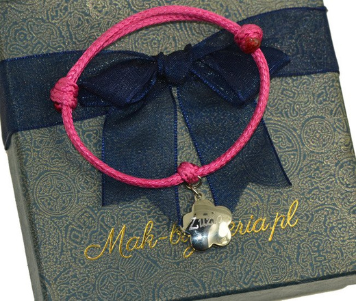 BR640 bransoletka na sznureczku z grawerem kwiatek