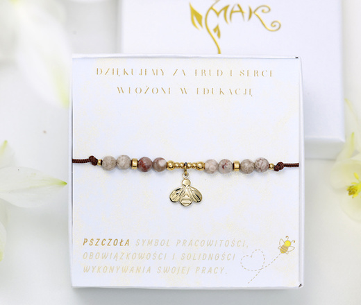 1807/4 zestaw dla nauczyciela bransoletka beżowa z pszczółką