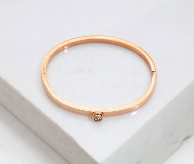 Różowe złoto bransoletka bangle z cyrkonią 1857/3