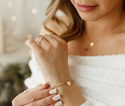 Bransoletka z kamieniem słonecznym serce z grawerem 1876/4