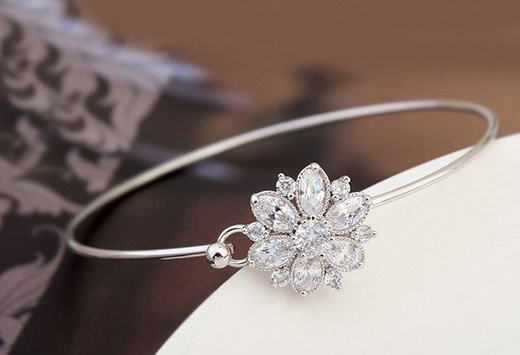 BR599/352 srebrna, CYRKONIE BRANSOLETKA