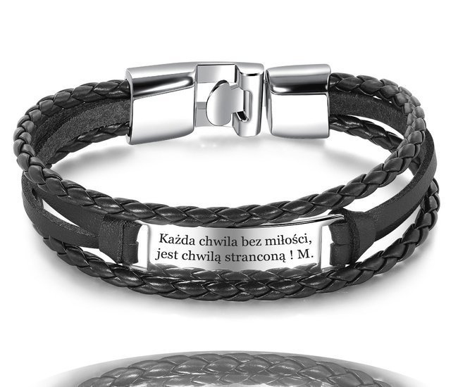 599/998 męska bransoletka z grawerem skórzana