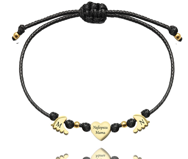 1645/7 bransoletka z grawerem dla mamy na sznurku złota