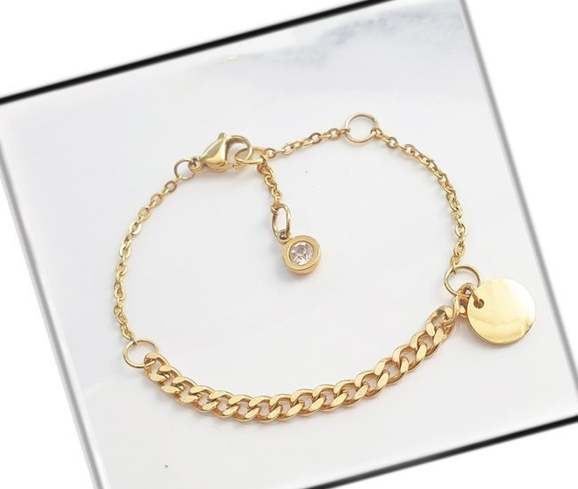 1232/7 bransoletka złota stal cieńszy i gruby łańcuszek