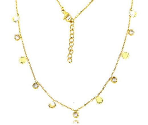 1251/5 naszyjnik złoty stalowy cyrkonie słoneczka