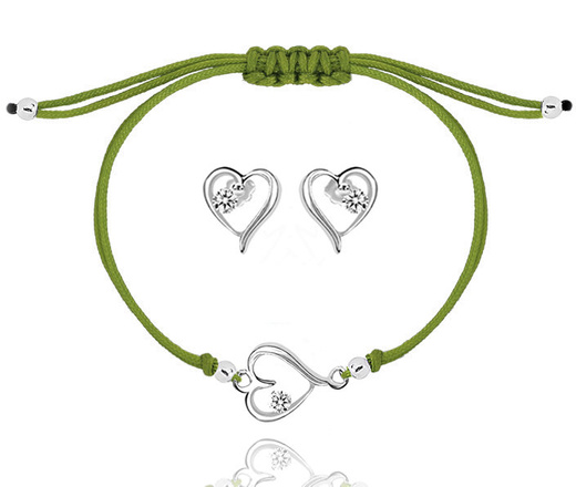 1447 komplet celebrytka srebro 925 serca