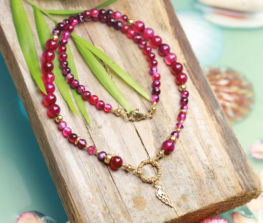 1383/6 naszyjnik srebrny 925 pozłacany fuksja