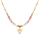 1734/13 różowy naszyjnik pozłacany z grawerem i kamieniami naturalnymi Premium