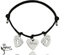 BR959 BRANSOLETKA z grawerem na sznureczku stópki serce