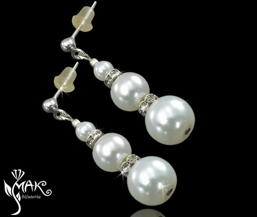 KPL430 PIĘKNY KOMPLET PEREŁKI + PUDEŁKO biżuteria ślubna, biżuteria na ślub