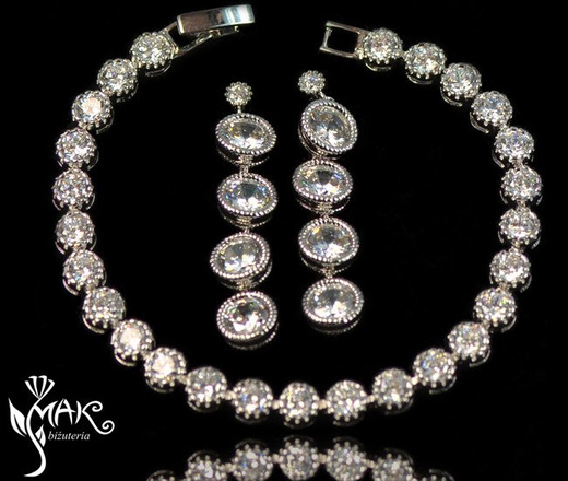 Kpl869 komplet ślubny, biżuteria ślubna z cyrkoniami k599/754 b599/543