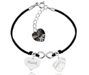 BR993 BRANSOLETKA Z GRAWEREM sznurek infinity Swarovski Elements serce