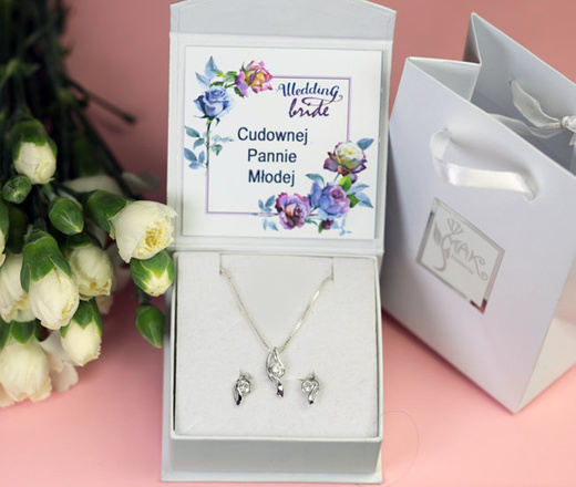 114/8 Komplet z rodowanego srebra 925 z cyrkonią