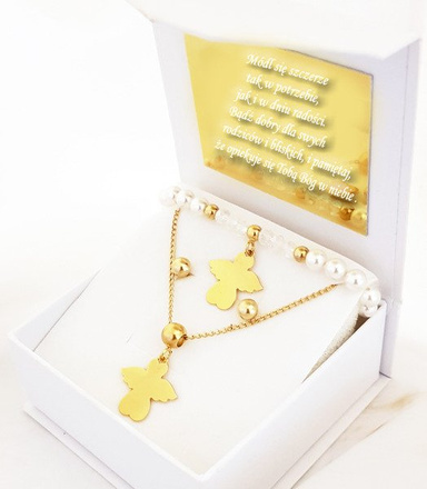 1073/1 komplet Swarovski Elements srebro 925 pozłacane prezent na komunię urodziny