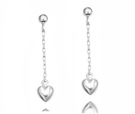 1249 kolczyki sztyft serca na łańcuszkach srebrne 925