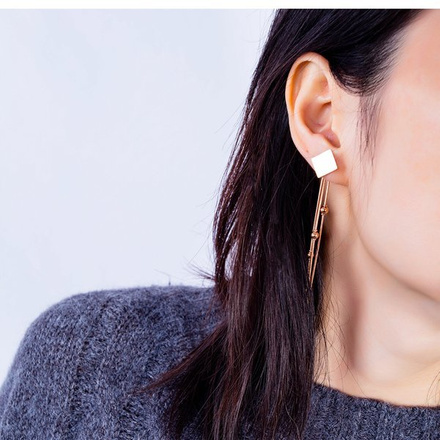 599/963 kolczyki pozłacana stal długie różowe złoto