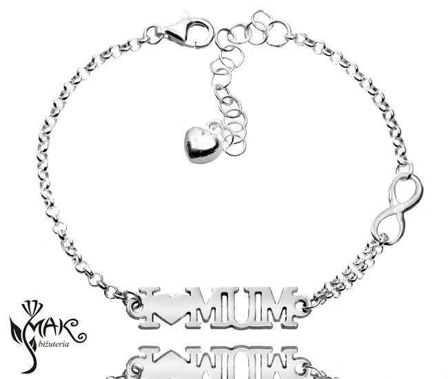 BR936 BRANSOLETKA Swarovski El. dla mamy serce infinity