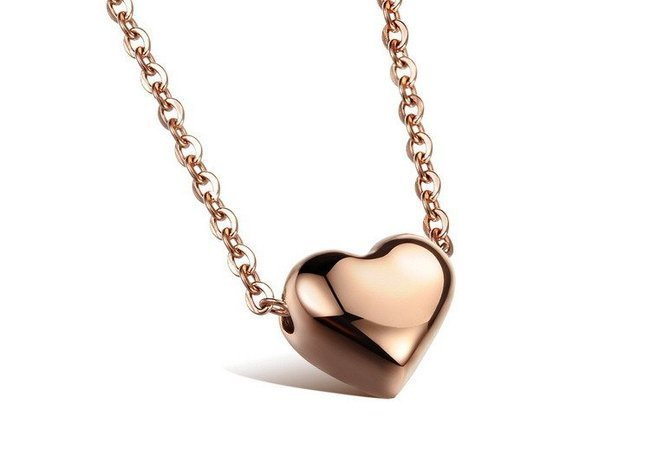 Nk 599/735 NASZYJNIK ze stali serce różowe złoto celebrytka
