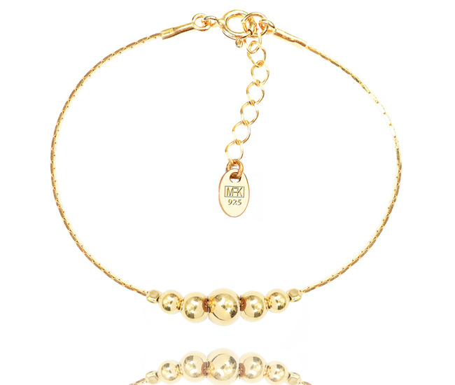 1306/3 bransoletka srebrna 925 pozłacana z kuleczkami