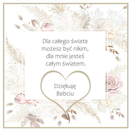 Liścik nr.1 z cytatem oraz okienkiem Dla Babci