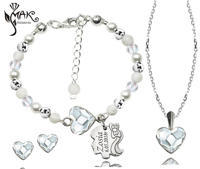 927/4 komplet Swarovski Elements srebro 925  urodziny komunia