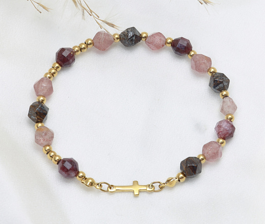  bransoletka różaniec bordowo brązowa 1888/3