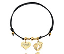 1120 BRANSOLETKA Z GRAWEREM złota na sznureczku serce stópki
