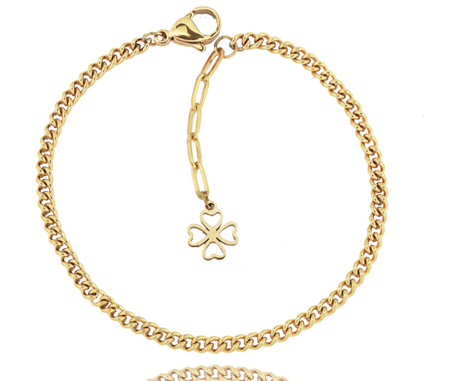 1326/23 bransoletka złota stal szlachetna z koniczynką