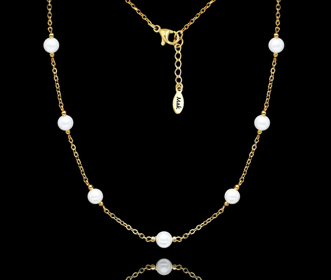 1749/1 naszyjnik ślubny pozłacany z perłami