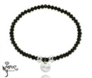 BR825 BRANSOLETKA Z GRAWEREM stal kryształki czarna kółko