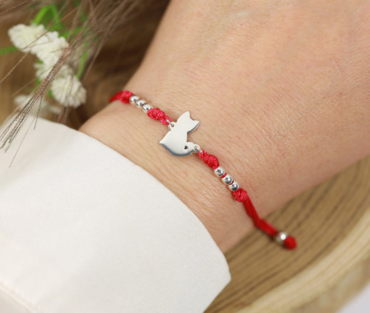 1439 bransoletka personalizowana na sznureczku kotek