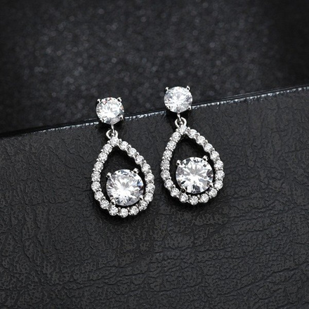 Kol 599/875 Kolczyki eleganckie, łezka ażurowa