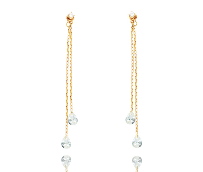 1387 kolczyki srebrne 925 pozłacane z kryształkami