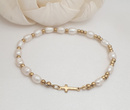 pozłacana bransoletka różaniec 1755/2 dziewczęca, perełki naturalne